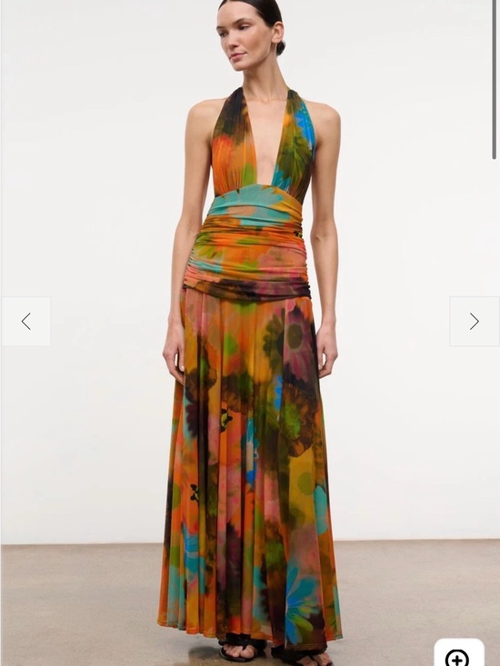 STAUD Dresses & Skirts - STAUD Multicolor Halter Maxi Dress in Orange, Green, Blue